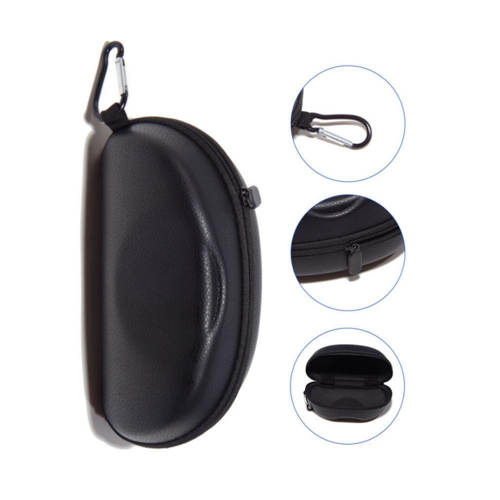 Tragbare Haken-Brillenetui PU-Lederstruktur Sport Anti-Druck Radsport-Sonnenbrillen-Aufbewahrungstasche Hartschalen-Brillen-Schutz