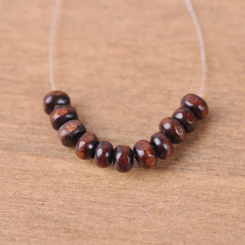 1000pcs Round 4mm Plated Coated Color Natural Wood Small Loose Spacer Beads for DIY Crafts Woodcraft Jewelry Making Accessories
