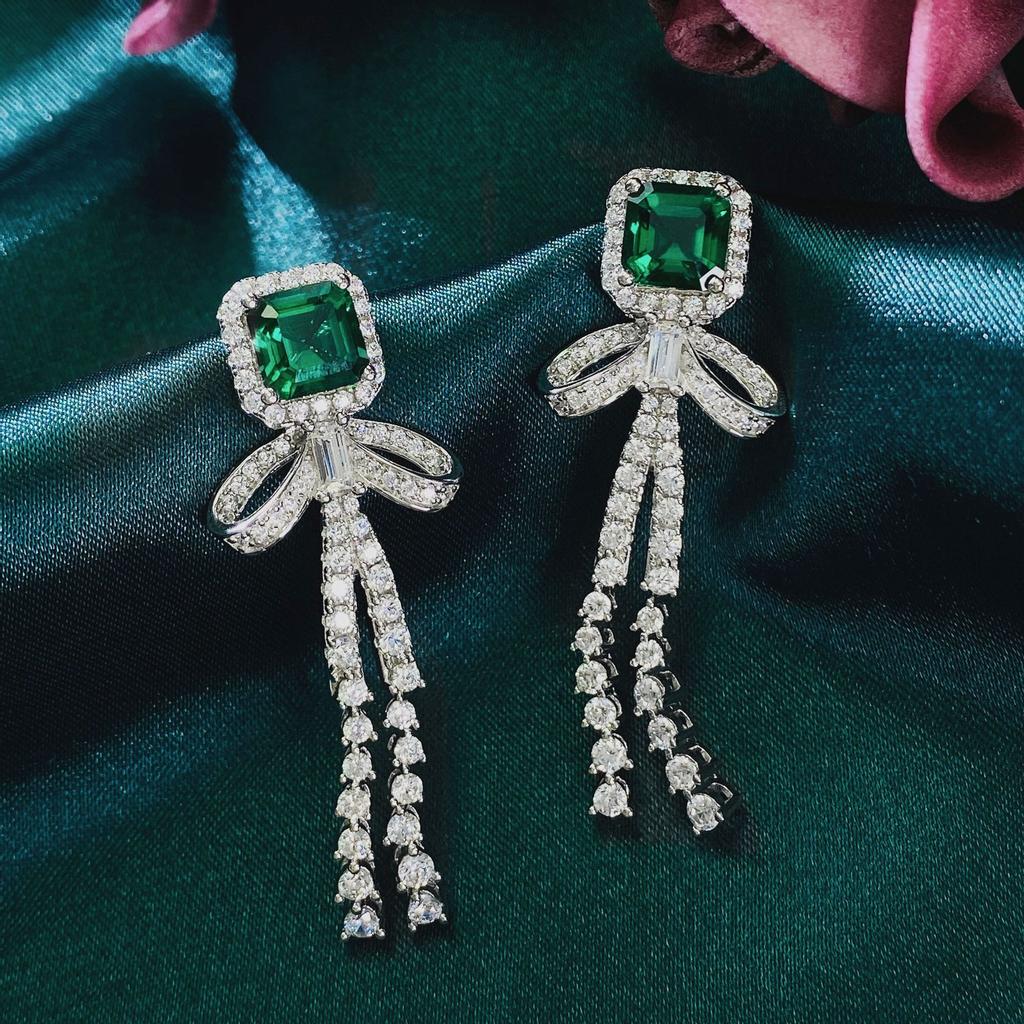 Gica Gema Emerald Earrings With Diamond 925 Sterling Silver Unique Design Romantic Fine Earrings Jewelry Wedding Party Gifts New Trend 40mm