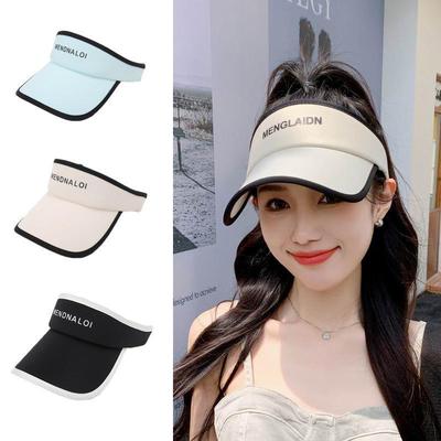 Summer New Letter Empty Top Baseball Cap Sunscreen Cap Women's, Fashionable Versatile Extended Brim Empty Top Sun Hat