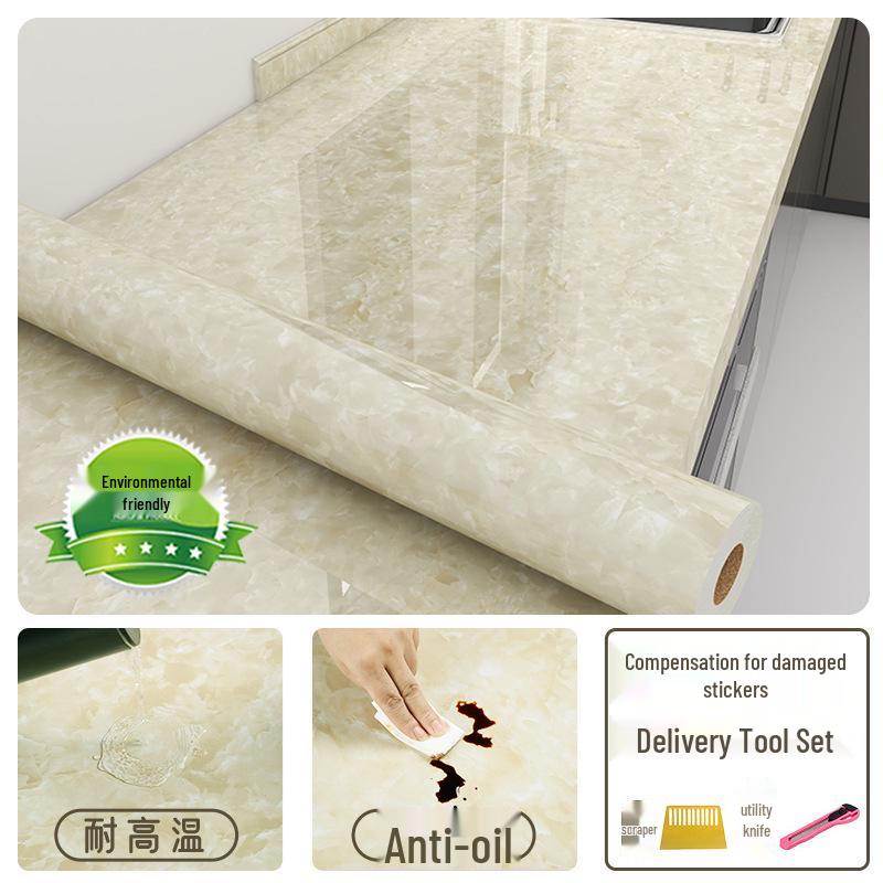 Film Autoadeziv pentru Blat de Bucătărie din Marmură Rezistent la Ulei, cu Spate din Folie de Aluminiu și Rezistență la Temperaturi Înalte