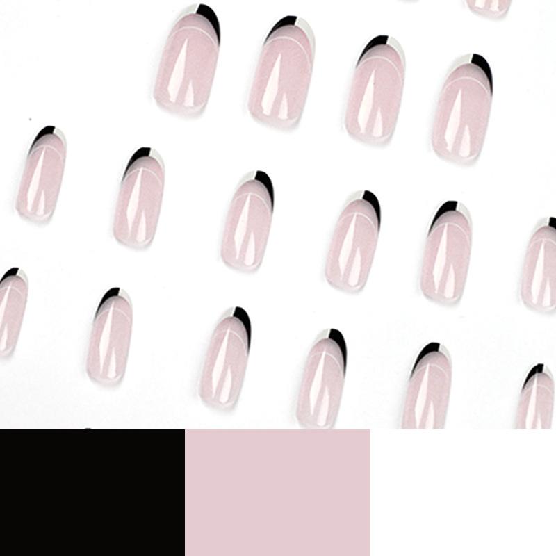 Wearing Nail Art Simple French Nail Film Black and White Wearable Nail Film Finished Product Press On Nails