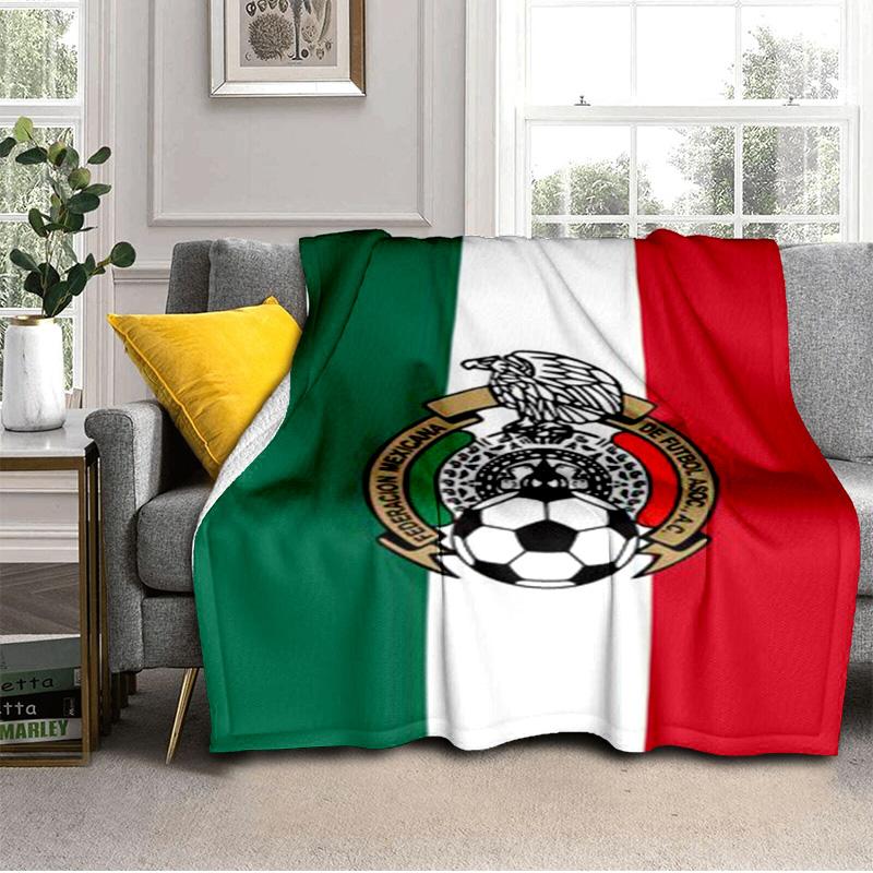 Mexico Football Team Emblem Printed Throws Blanket Soft Flannel Blankets for Couch Bed Gifts for Men Women Picnic Blanket Christmas Gifts