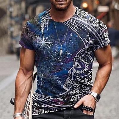 Fashionable Men's Personalized 3D Printed T-shirt Summer Round Neck Short Sleeved Loose T-shirt