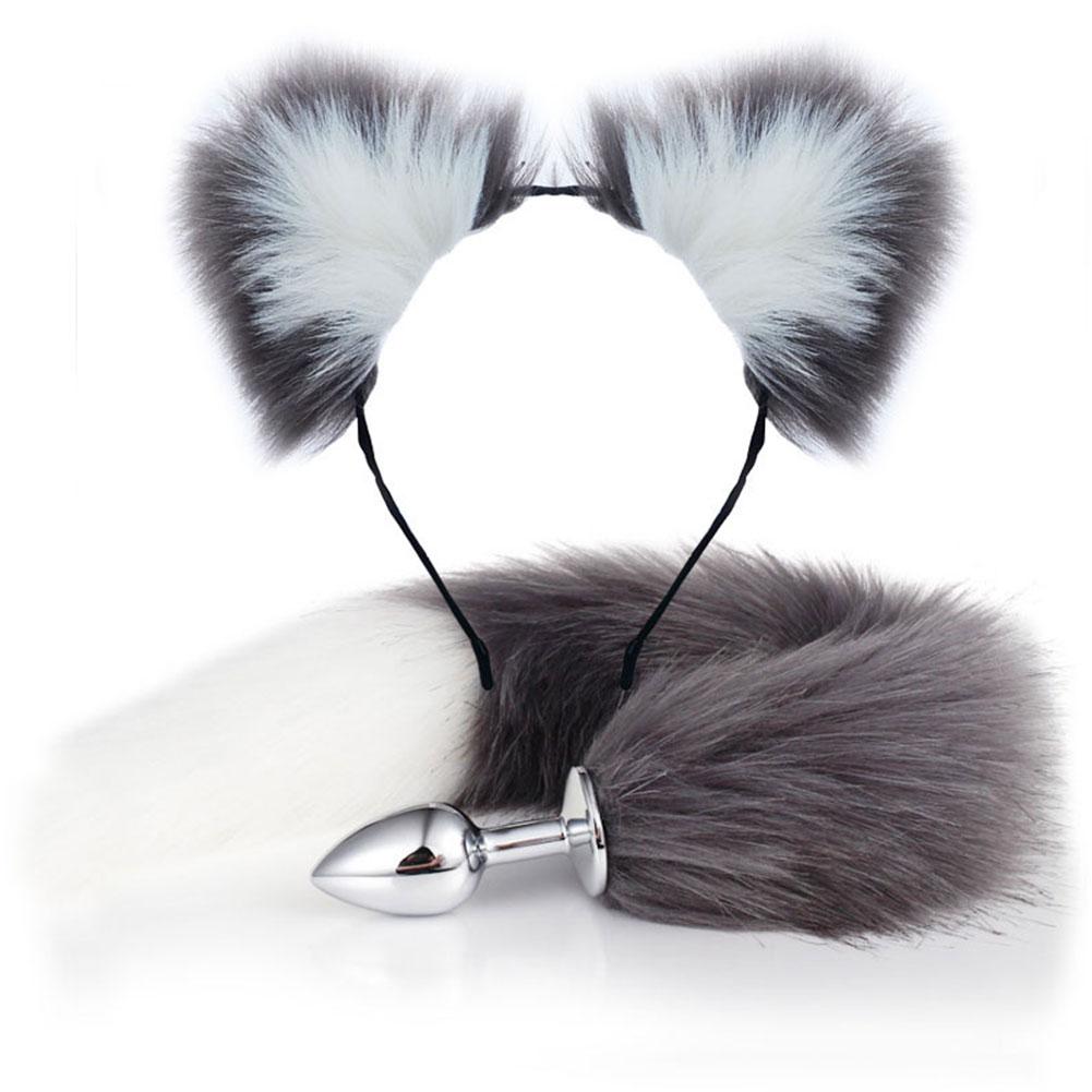 Cute Fox Tail Anal Plug Cat Ears Headbands Set Soft Cat Ears Headbands Collar Erotic Cosplay Couples Accessories SM Sex Toys