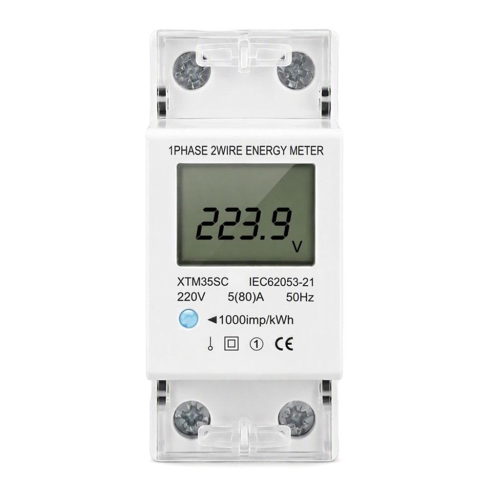 Digital Display Electric Meter Single Phase Power Consumption Monitor Household Energy Monitoring