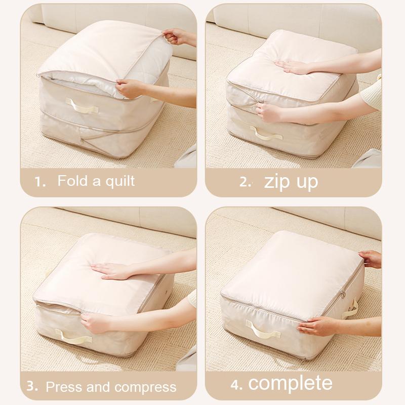 Large Capacity Quilt Storage Bag Bedroom Cloth Compression Bag Duvet Storage Bag Wardrobe Organizer Save Space Compressible Bag