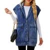 Women's Casual Loose Vintage Denim Vest Hooded Jacket