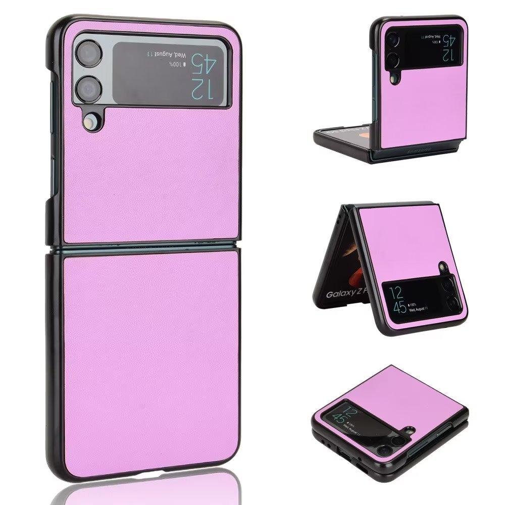 Suitable for Samsung Z Flip4 Mobile Phone Case Z Flip3 Lamb Pattern Solid Color Leather Case 3rd Generation Folding Anti-drop Case