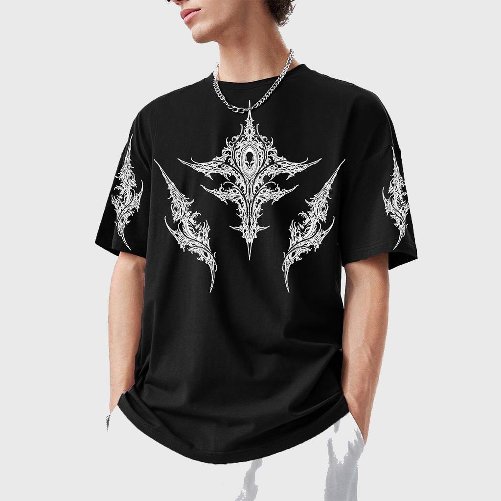 T-shirt da uomo grafica oversize a maniche corte Y2K Vintage Streetwear T-shirt Gothic Vestibilità estiva