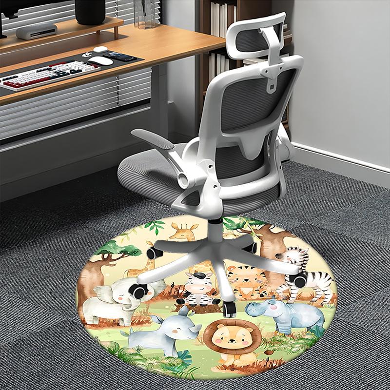 Adorable Jungle Animal Office Carpet Chair Mats, Cute Safari Print for Home Decor, Office Rug, Gift Idea, Suitable for Bedroom, Living Room, Various