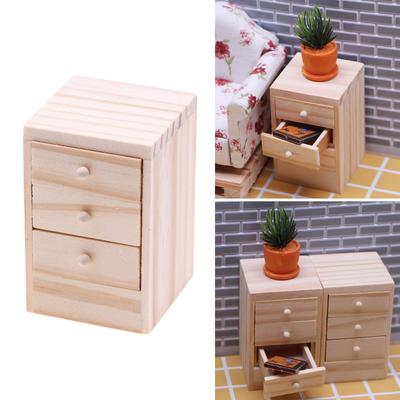 Sturdy Miniature Bedside Cabinet for Dollhouses 1 12 Scale Realistic Furniture and Playset Daily Use Portable Accessory