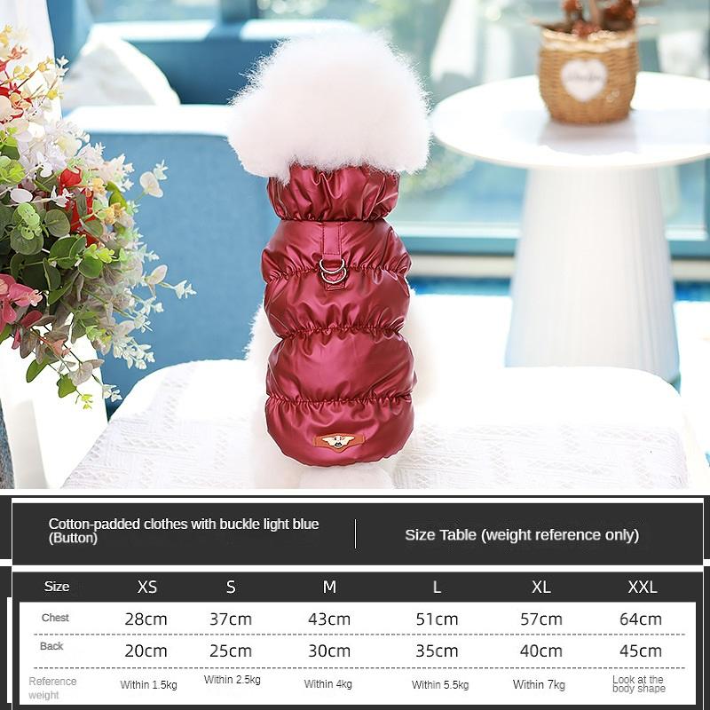 Coat for Small Medium Dogs D-RING Cat Jacket Soft Warm Winter Padded Fleece Puppy Pet Clothes