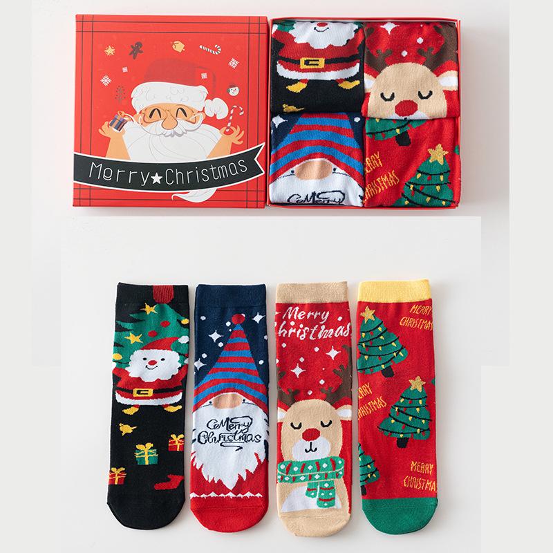 3D Cartoon Christmas Stocking Gift Set: Cute Mid-tube Women’s Socks for Autumn & Winter