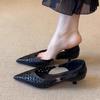 Pointed Temperament Breathable Sandals Women's Hole 2025 New Beautiful Hollow Shallow Mouth French Thin Heel Bag Head Single Shoes Women