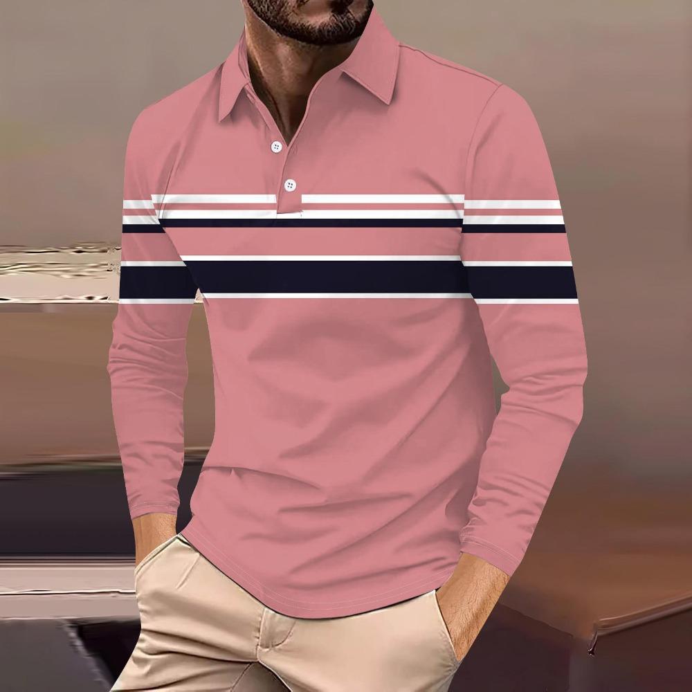 Harajuku Hip-hop Street Style Men's Long-sleeved Lapel Polo Shirt Plus Size Loose Comfortable Long-sleeved Sweatshirt