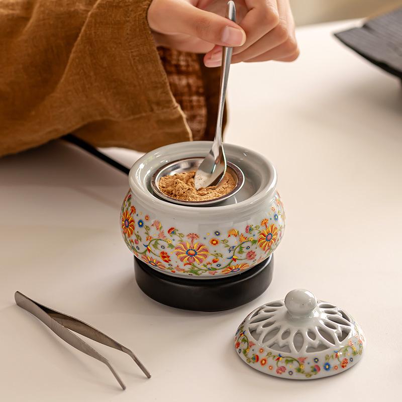 

Sky Blue Enamel Electric Incense Burner with Timer and Temperature Control 14# Electric Incense Burner - Sky Blue Enamel