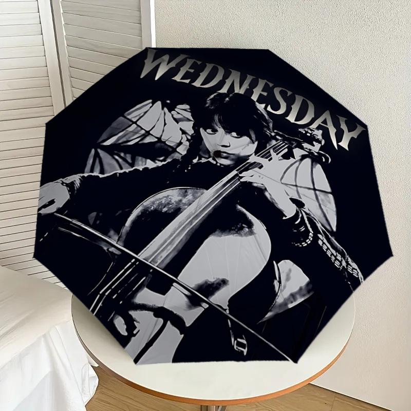 1PC Wednesday Wednesday Addams Umbrella-8-Rib Reinforced, Automatic Open, Lightweight & Durable, Cute Fashion Accessory for Outdoor-K1297