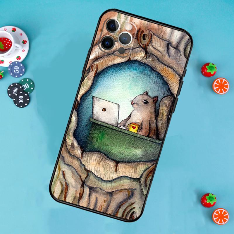 

Cartoon Squirrel Phone Case For iPhone 17 Air 16 15 14 13 11 12 Pro Max 13 12 mini 15 16 Plus 16e Cover Funda iPhone 13 Pro