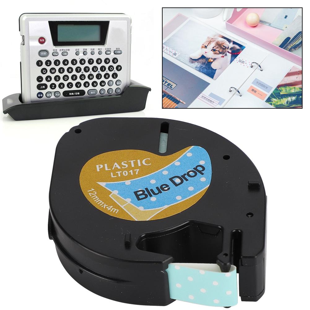 Thermal Paper Label Tape Cute Labeling Ribbon Sticker Blue Drop Type for Dymo 12mm