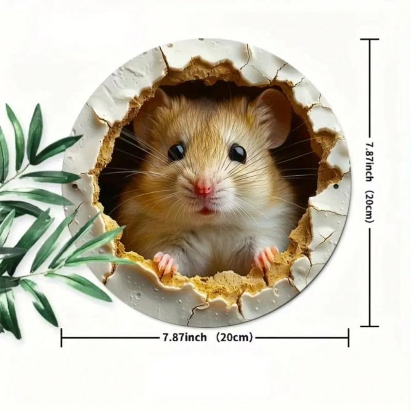 Metal Tin Sign Mouse Hole Wall Art Waterproof Home Decor