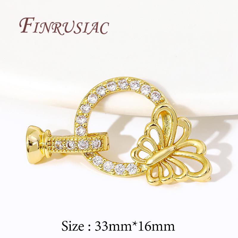 18K Gold Plated Connectors For Jewelry,Brass Zircon Clasps For Bracelets Accessories,DIY Jewelry Making Supplies,Pearl Clasp