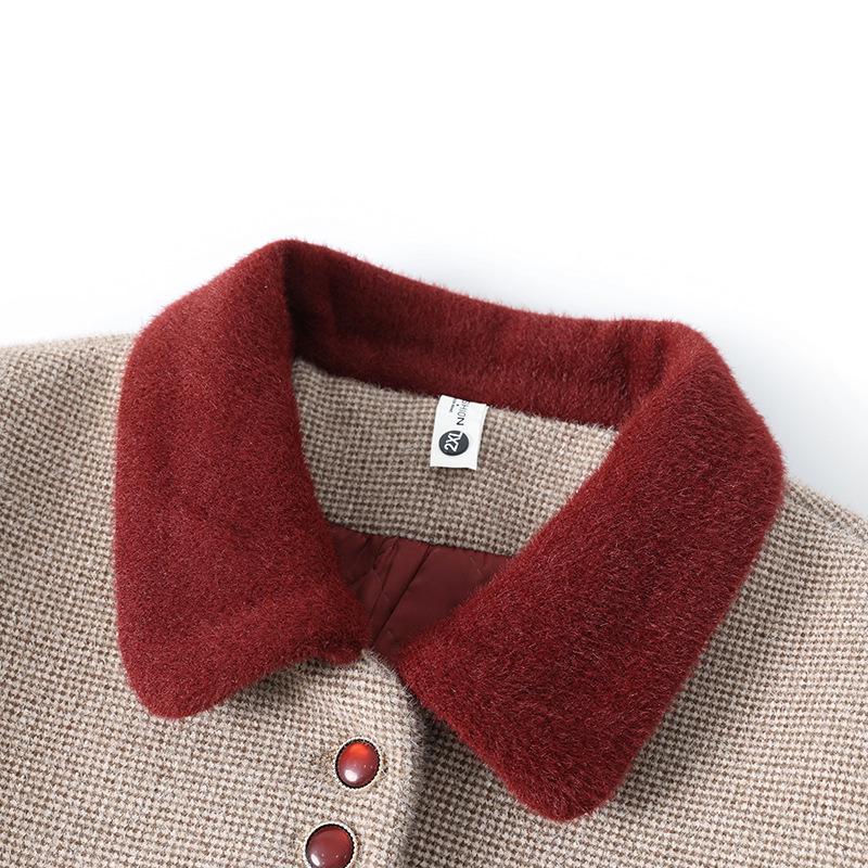 Mom's Quilted Woolen Coat: Petite Faux Mink Velvet for Middle-Aged & Elderly Women's Fall & Winter Clothing