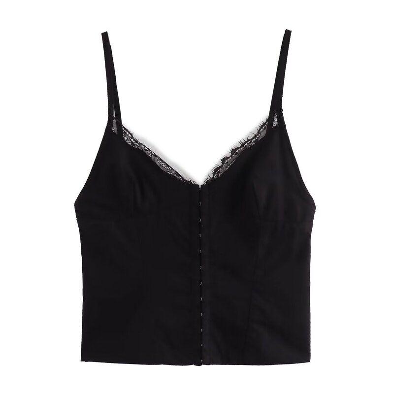 Fashion Style 2024 Summer New Arrival Women's Clothing Easiest for Match Poplin Lace Corset Tops 0881031800