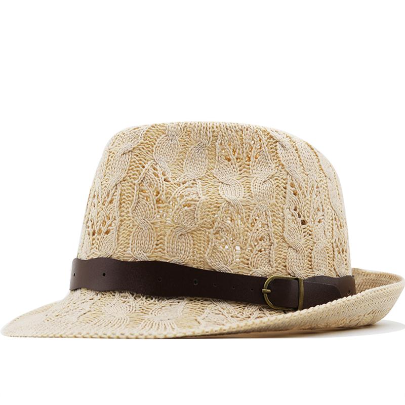 Vintage Hollowed Men Panama Hat Men Cotton Fedora Male Sun hat Women Summer Beach hat Chapeau dad Jazz Trilby Cap Sombrero