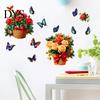 Nem at påføre Blomstret Decal Sæt Roseblomster Vægklistermærker med Sommerfugle, Vandtætte PVC Klistermærker, Aftagelige Kreative Bløde Dekorationer Gaver