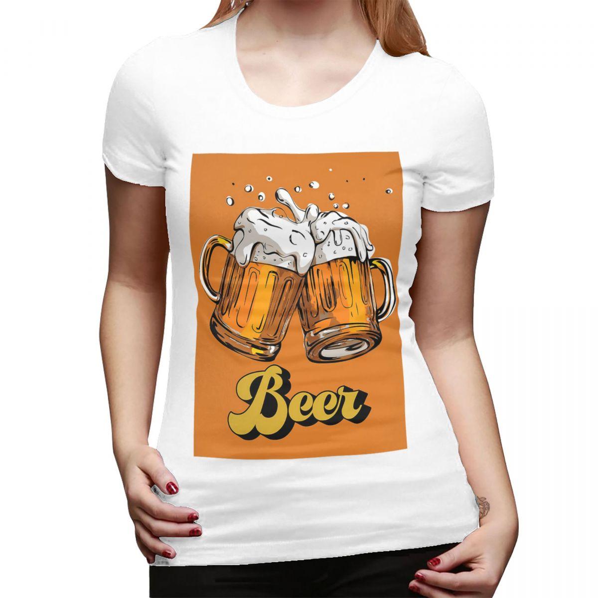 

Beer TShirt for Women Crew Neck Streetwear T Shirts Womens Short Sleeve Summer Clothes Tops S