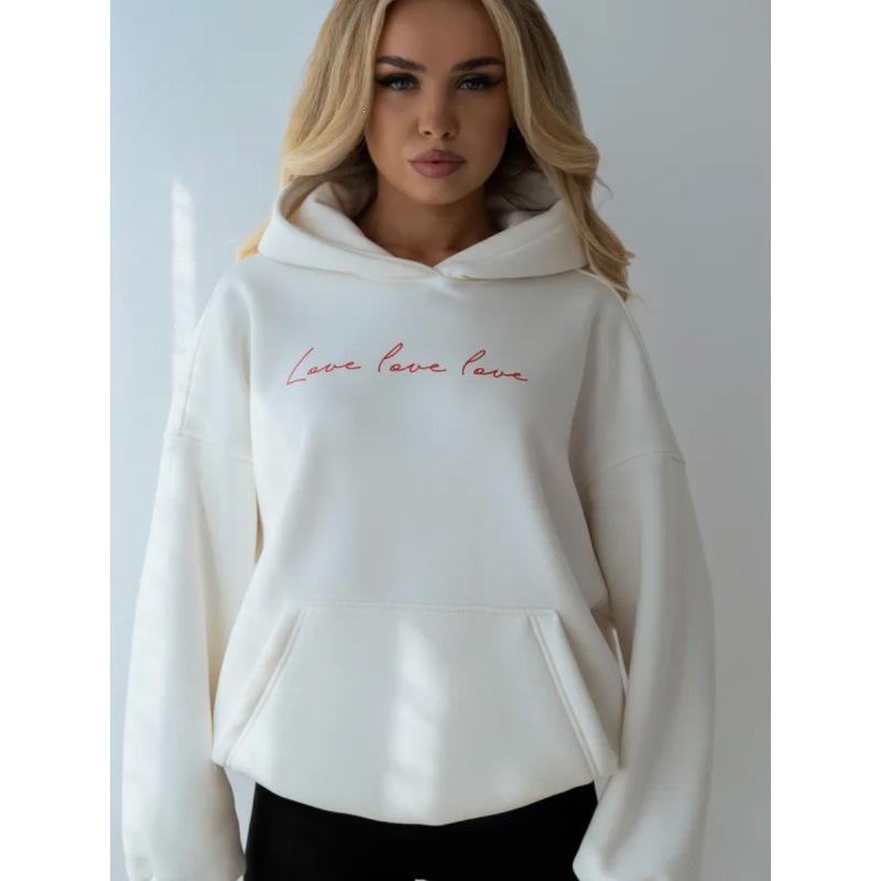 2025 A/W Mid-Length Print Fleece-Lined Hooded Sweatshirt - Trendy and Loose Fit