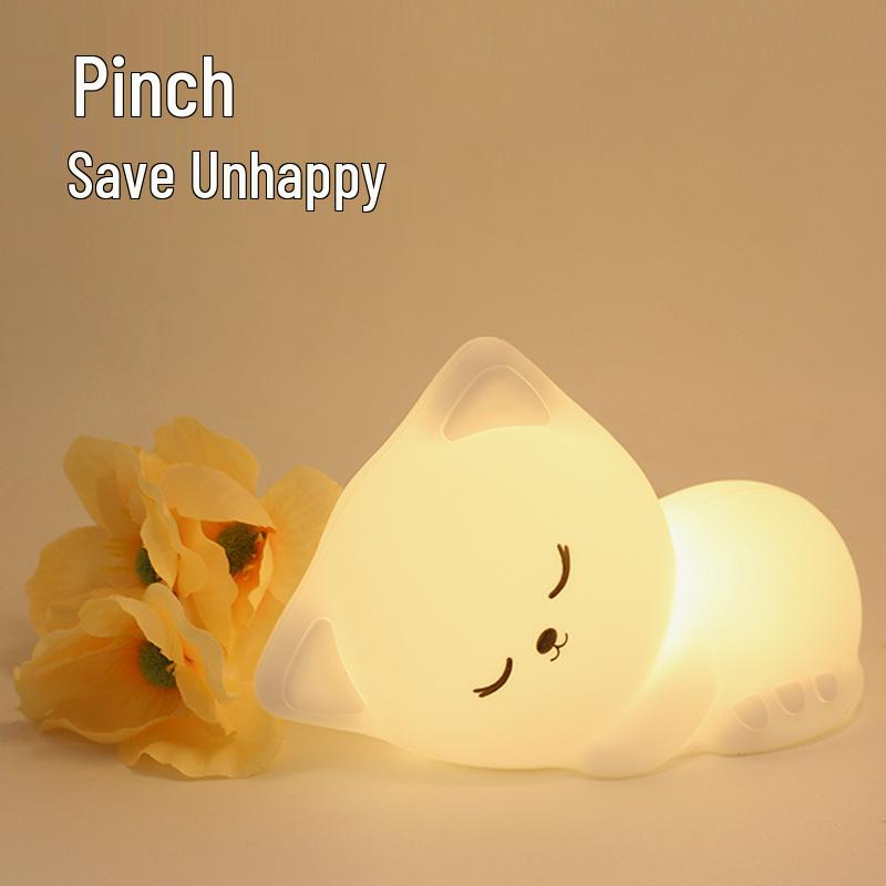 Sleepy Cat Silicone Night Light: Bedside Atmosphere Lamp for Nursing, Mother and Baby, Children's Sleep Companion