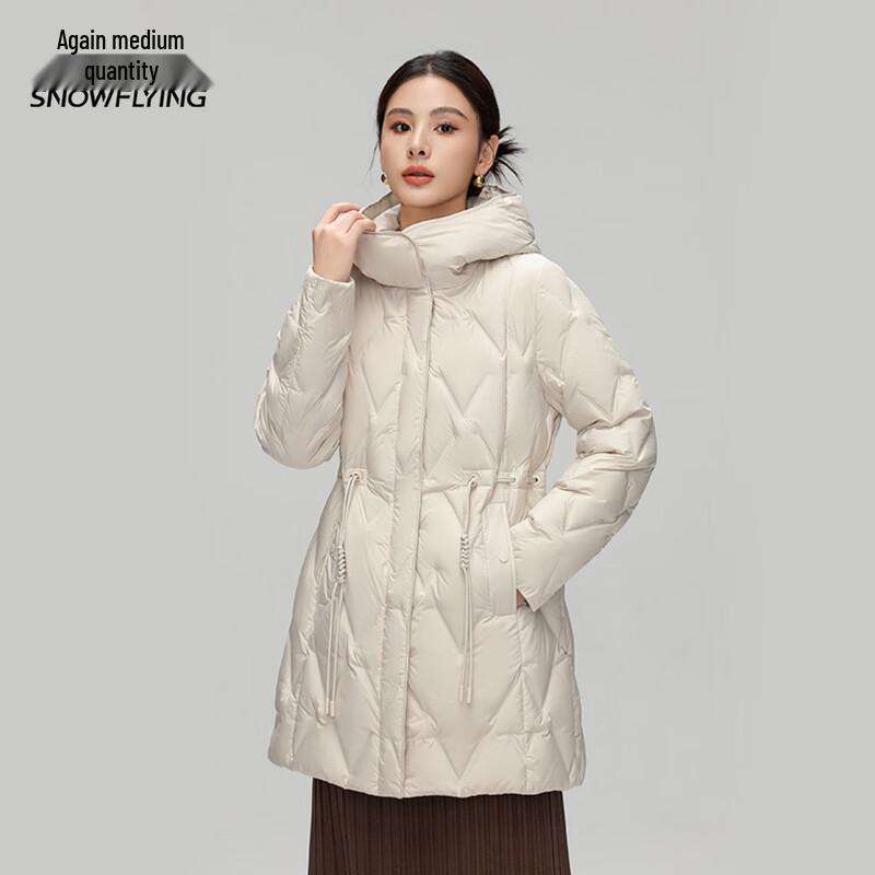 Xuezf Women's Mid-Length Hooded Duck Down Jacket
