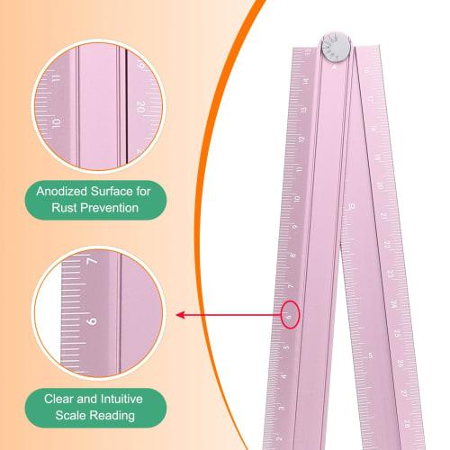 uxcell 30cm Folding Straight Ruler, Metric Aluminum Alloy Protractor, Foldable Angle Ruler, Geometry Measuring Tool for Architects, Artists, and Offic