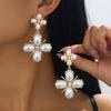 Elegant 2026 Faux Pearl Flower Earrings for Ladies - Perfect for Banquets & Weddings