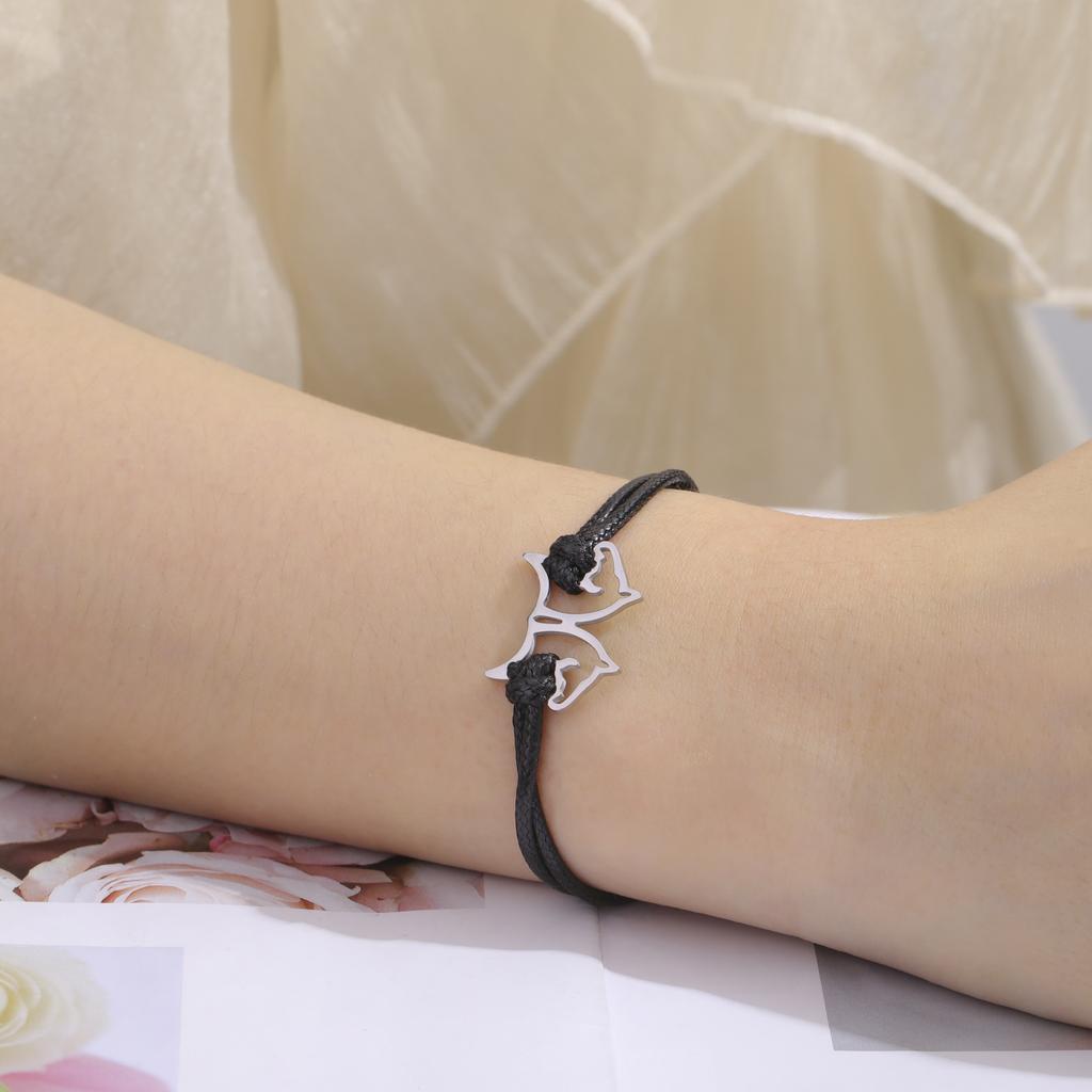 Lucktune Double Horse Head Animal Pendant Bracelet Stainless Steel Fashion Chain Charms Bracelet for Women Jewelry Birthday Gift