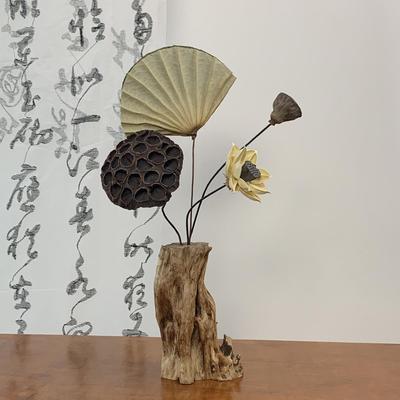 Zen Chinese Retro Wooden Vase for Dried Flowers - Living Room Tea Table Decoration