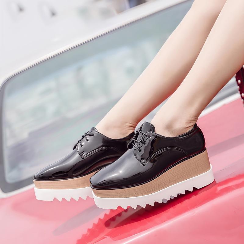 Fashion Women's Wedge Shoes Sneakers Platform Thick Sole High PU Rubber Women's Sneakers With Platform Wedge Shoes Thick Sole Rubber Hig