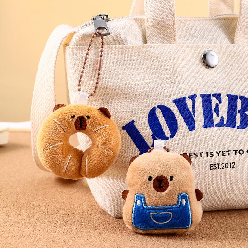 Cartoon Capybara Bread Plush Keychain Cute Plush Capybara Pendant Creative  Backpack Decoration Accessories Gifts