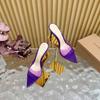 Transparent high-heeled cool slippers for women in the summer of 2025, new fashion, thin heels, pointed heads, sexy open toes, and one-word drag for o