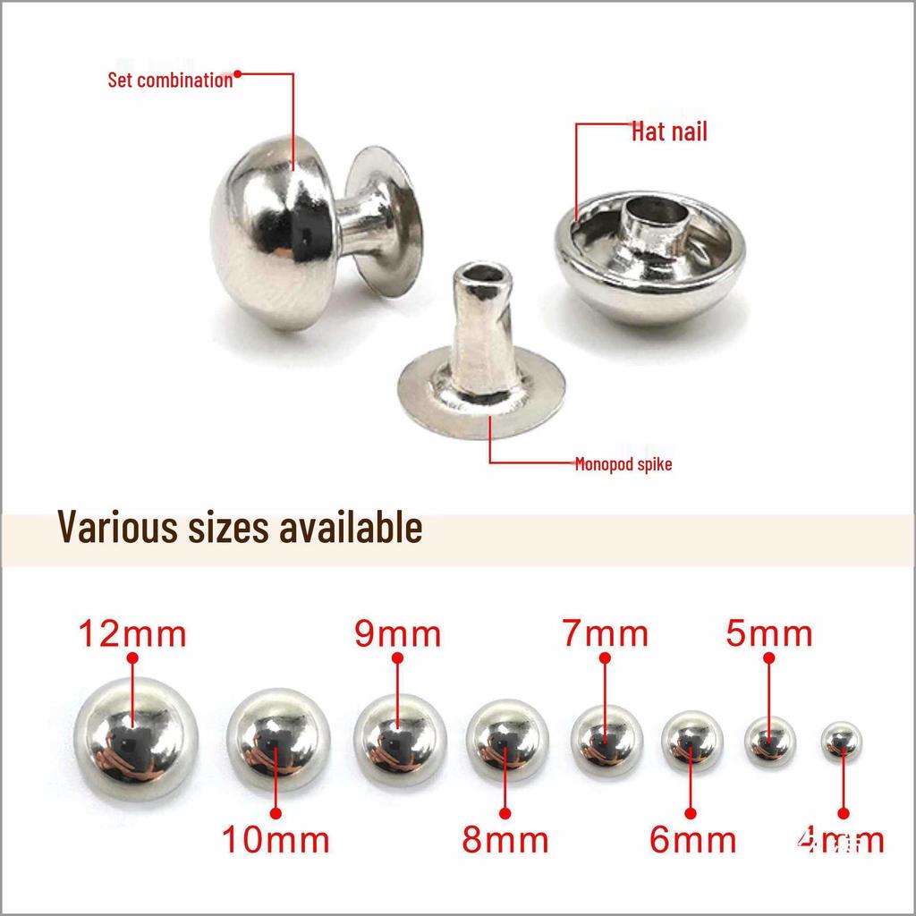 Metal Double-Sided Mushroom Rivet: Half-Round Head Snap Button for Leather Bags & Shoes