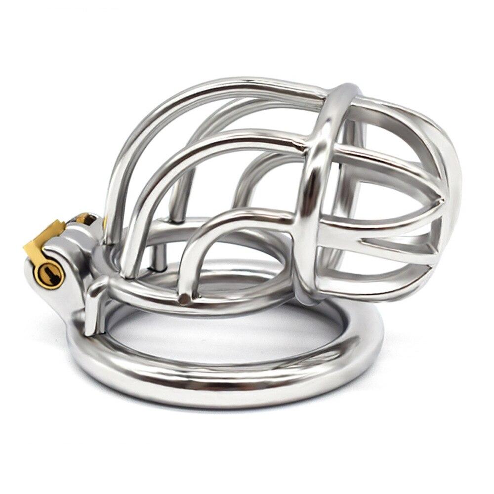 BDSM Slave Stainless Steel Bend Mens Penis Cage Cock Ring Sexual Toy Adult Cuckold Urethral Chastity Torture Scrotum