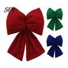 Decorative Velvet Bows for Wreaths Christmas Flocked Fabric Bow, Large Red Bow with Hanging Strap, Mall Window Displays Festive Pendant Tree, Holiday