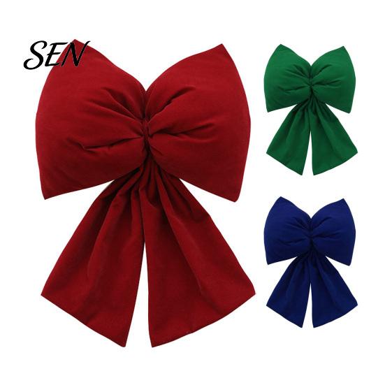Decorative Velvet Bows for Wreaths Christmas Flocked Fabric Bow, Large Red Bow with Hanging Strap, Mall Window Displays Festive Pendant Tree, Holiday