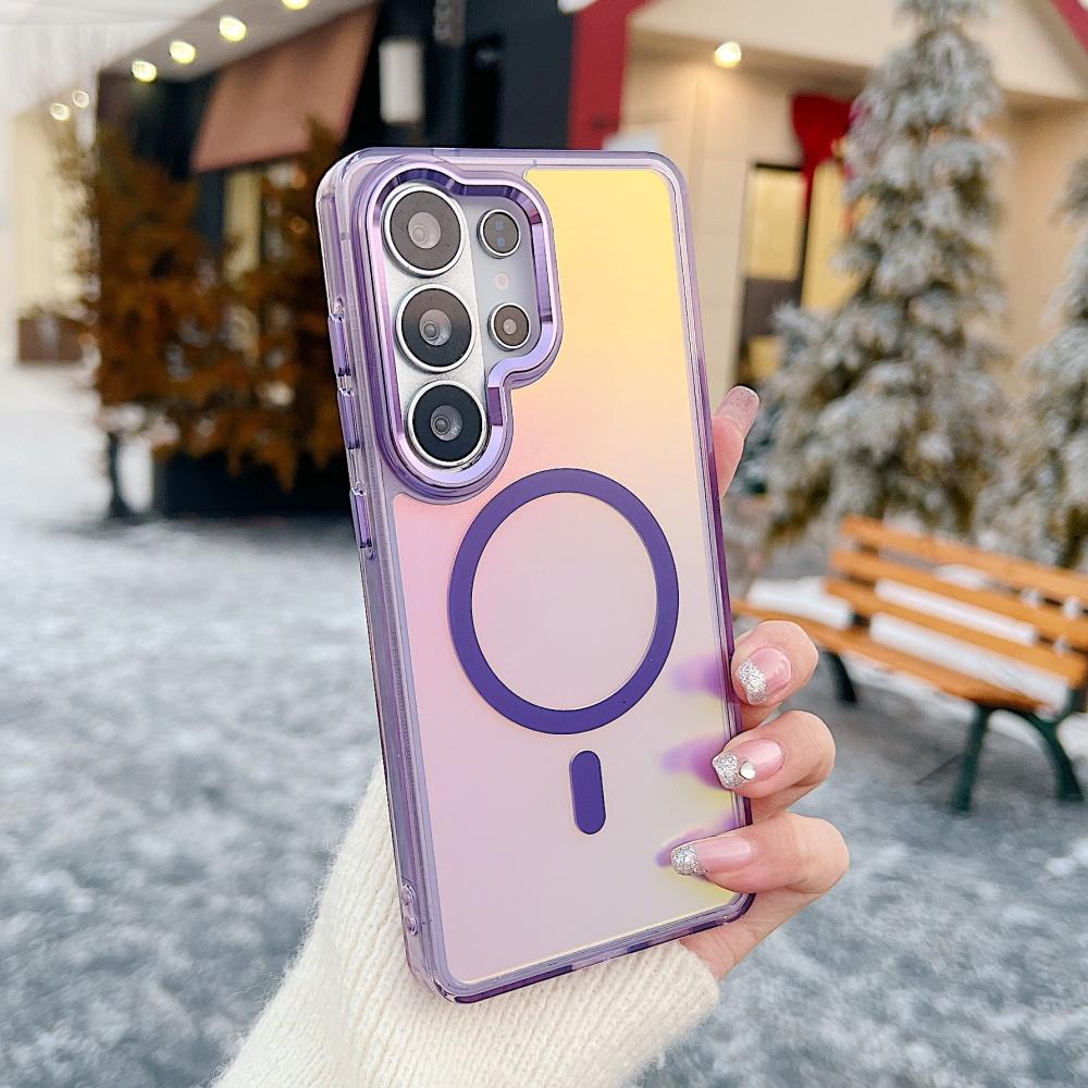 Gradient Dazzling For MagSafe Case For Samsung S25 S24 Ultra S25Edge FE S26 Ultra A56 A55 A36 5G A17 Metal Lens Hard PC Cover
