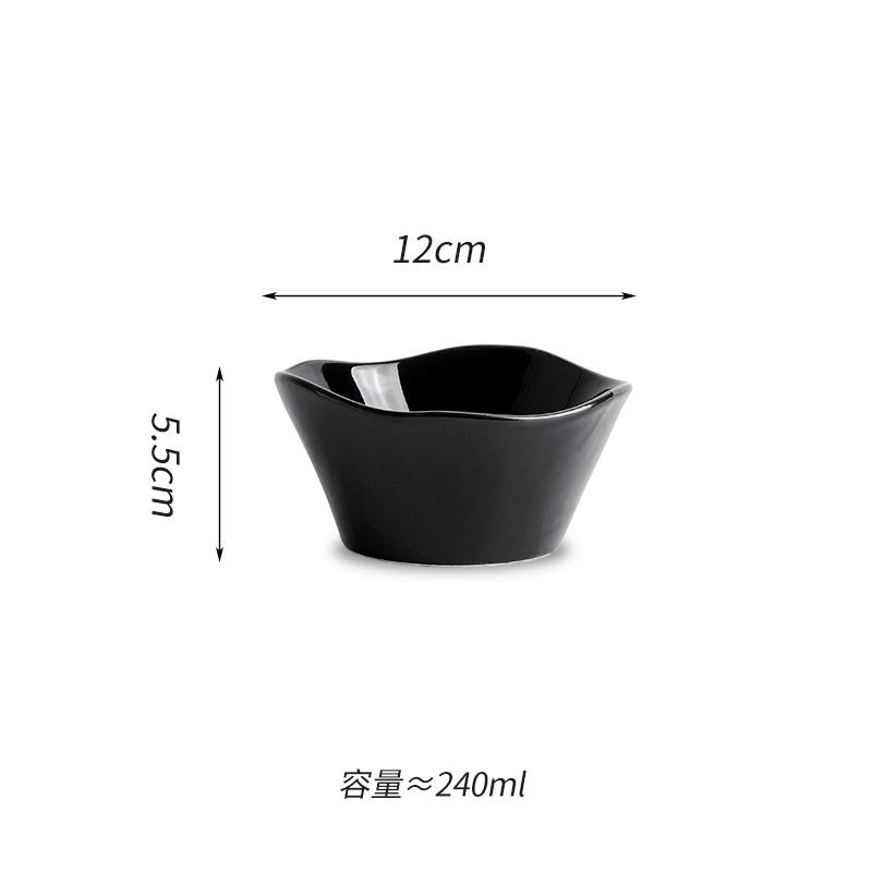 Solid Color Irregular Edge Ceramic Bowl Soup Bowl Salad Bowl Snack Fruit Bowls Noodle Bowls Restaurant Specialty Tableware