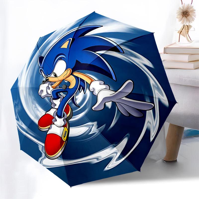 

1pc Sonic the Hedgehog Automatic Opening Folding Umbrella - 3-Fold Design, 8-Bone Iron Frame Outdoor Umbrella, Ideal Gift for Fans, Travelers, Daily U