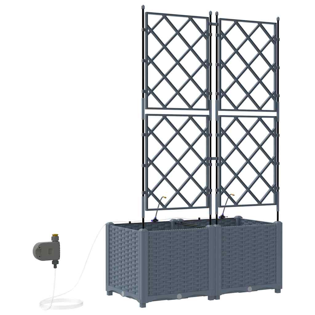 Garden Planter 2 Pcs Light Grey 80 X 40 X 142 Cm Plastic
