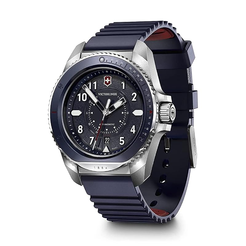 

VICTORINOX JOURNEY 1884 watch men s Stainless steel case (316L) blue dial blue rubber strap quartz waterproof analog gift [] 241975